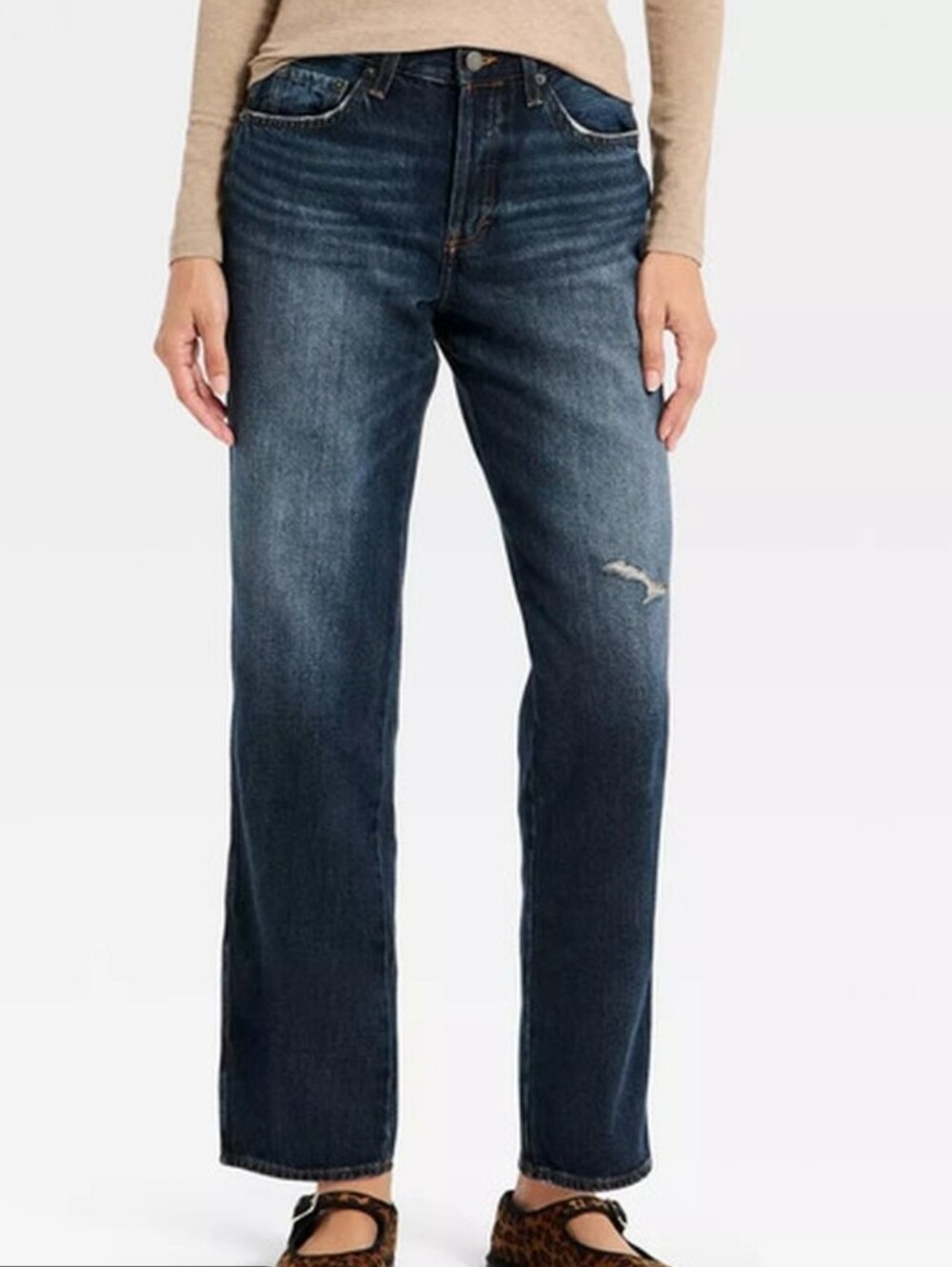 Universal Thread Women's Dark Blue Boyfriend Jeans with Light Distress